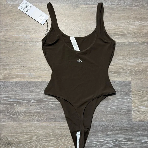 ALO Yoga Mesh Sheer Illusion Bodysuit - Espresso - Picture 3 of 3